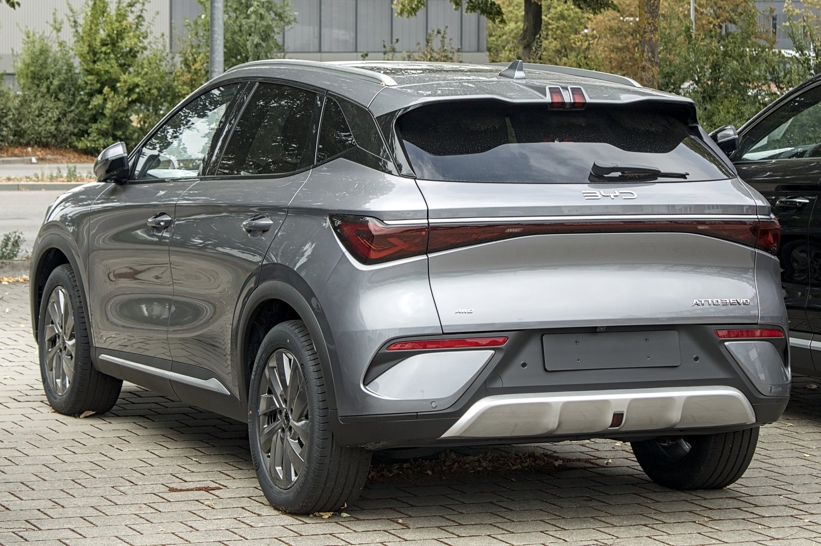 BYD Atto 3 EVO front three-quarter view at an auto show