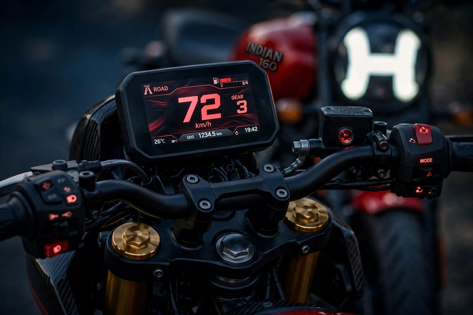 AI illustration of the Xtreme 160R 4V Carbon’s 4.2-inch TFT instrument display