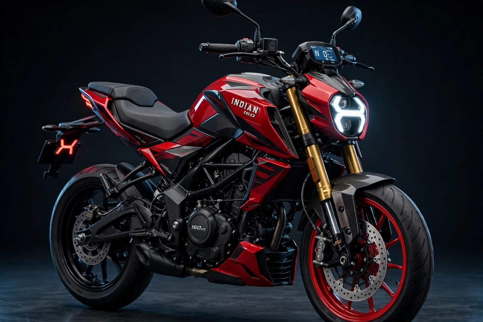 AI illustration of the 2026 Hero Xtreme 160R 4V Carbon in red