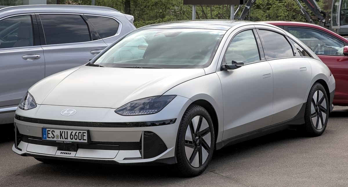 Silver Hyundai Ioniq 6 front three-quarter view