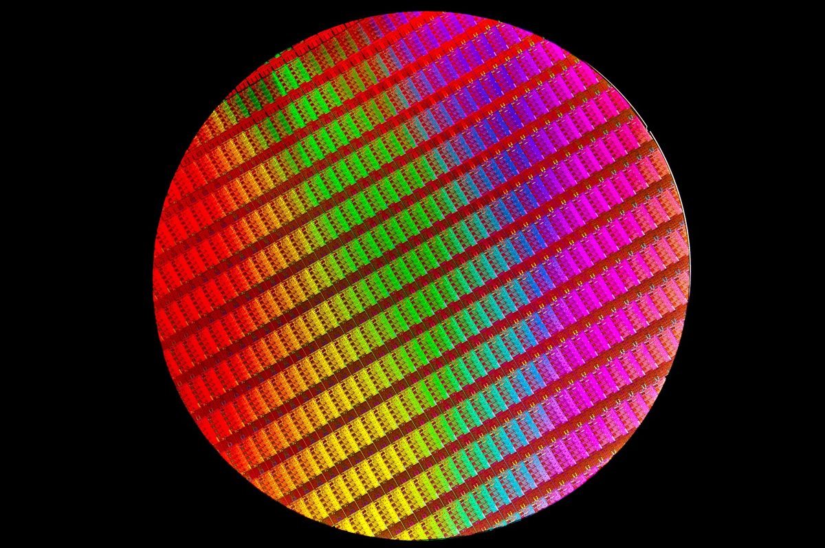 An Intel processor wafer