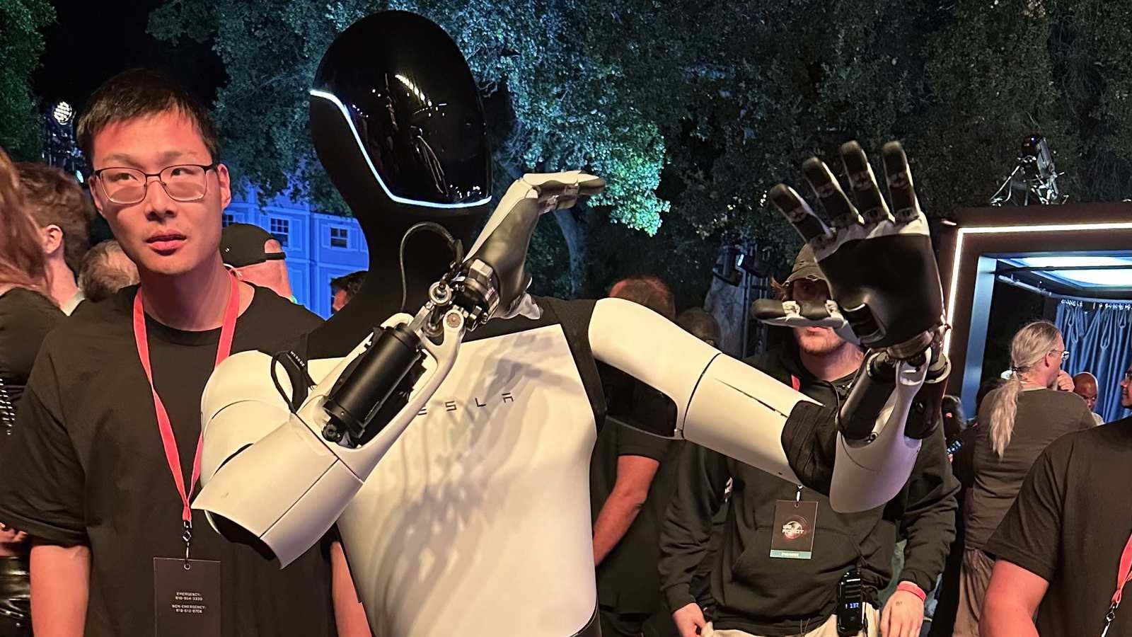 Tesla Optimus humanoid robot at Tesla's 10/10 event